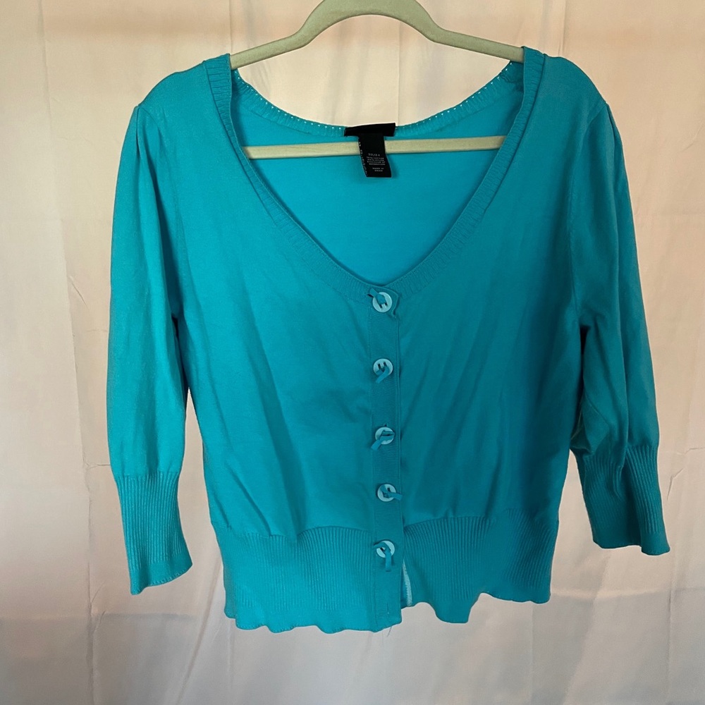 Peacock Blue Cropped Cardigan